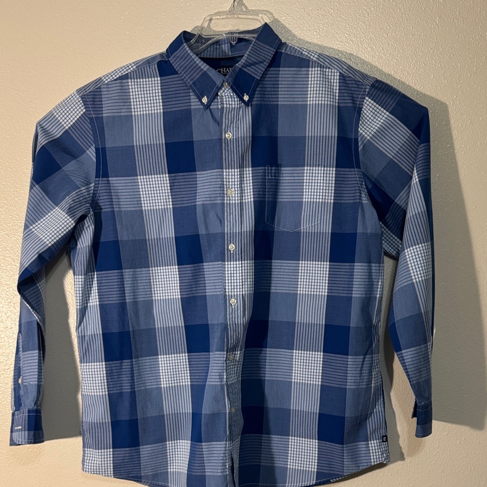 Chaps Blue Plaid Men's Button Down Shirt